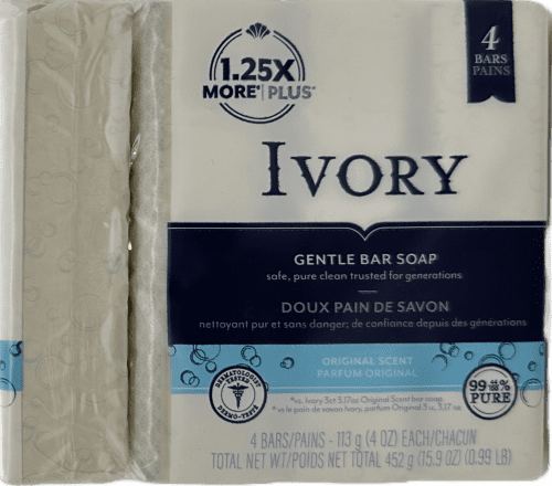 Ivory Gentle Bar Soap: 140 Years of Pure Cleansing | 4-Pack