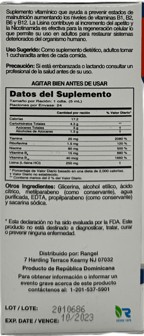 Gelnorex Syrup Adults Vitamin Supplement - 4 FL OZ